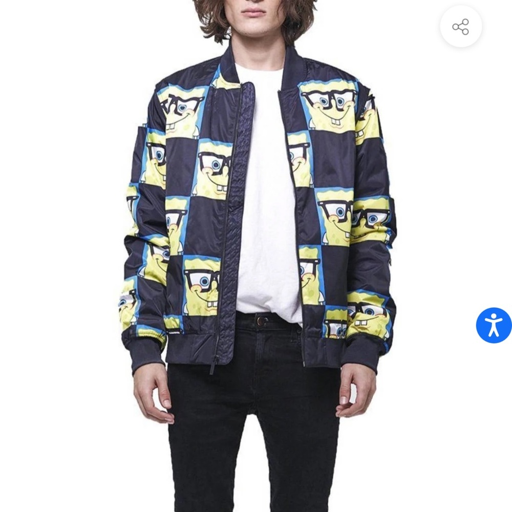 Members Only Nickelodeon Sponge Bob Bomber Jacket- Mens XXL- new with tags